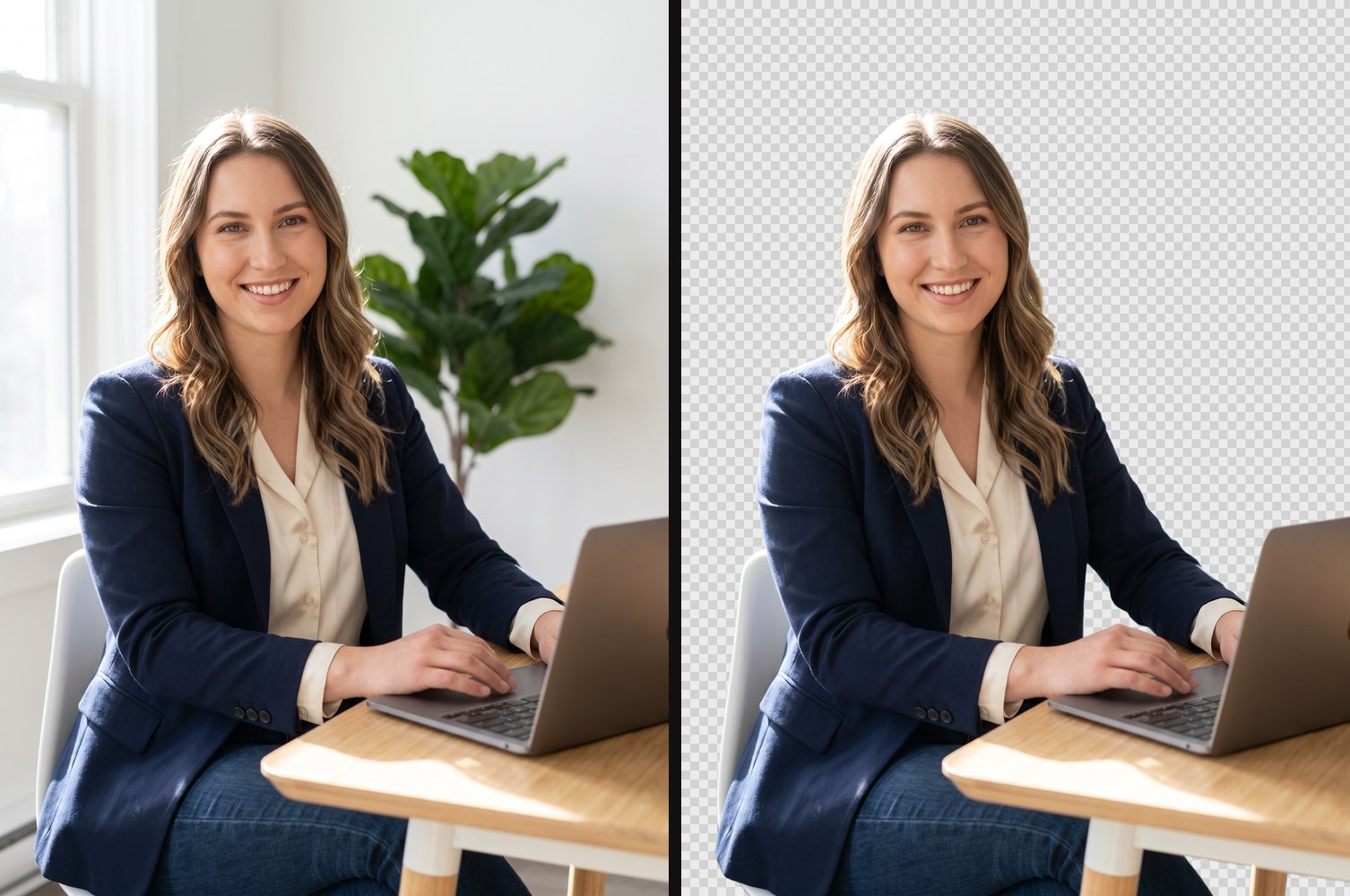 A professional-grade cutout - the subject stays, the background becomes transparent.